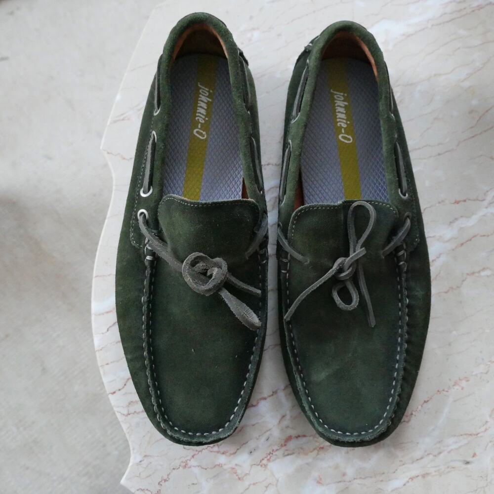 65 Johnnie-O Men’s Get-away driver  olive green suede driving moccasin slip-on - Picture 9 of 9